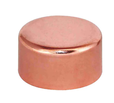 Polished Copper Pipe Cap with Threaded Connection and 400°F Temperature Rating for Secure Pipe Protection